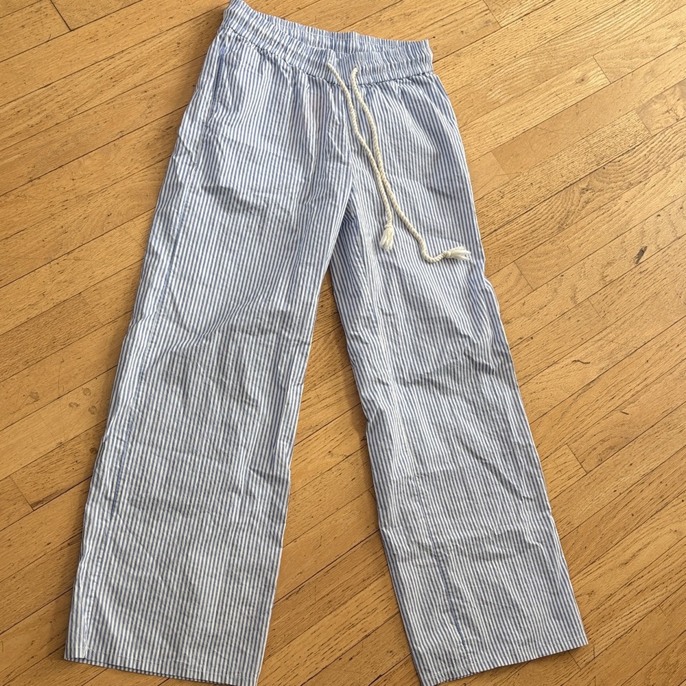 Edikted Blue and White Striped Women's Trousers